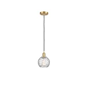 Athens Water Glass 60-Watt 1 Light Satin Gold Shaded Mini Pendant Light with Clear glass Clear Glass Shade