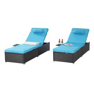 Patio Brown Wicker Armrests Outdoor Chaise Lounge Chair with Height Adjustable Backrest (2-Pack)