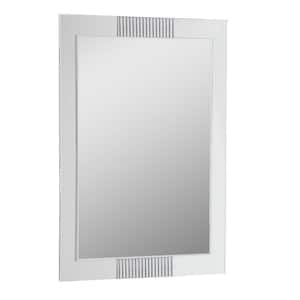 24 in. W x 32 in. H Frameless Rectangular Beveled Edge Bathroom Vanity Mirror in Silver