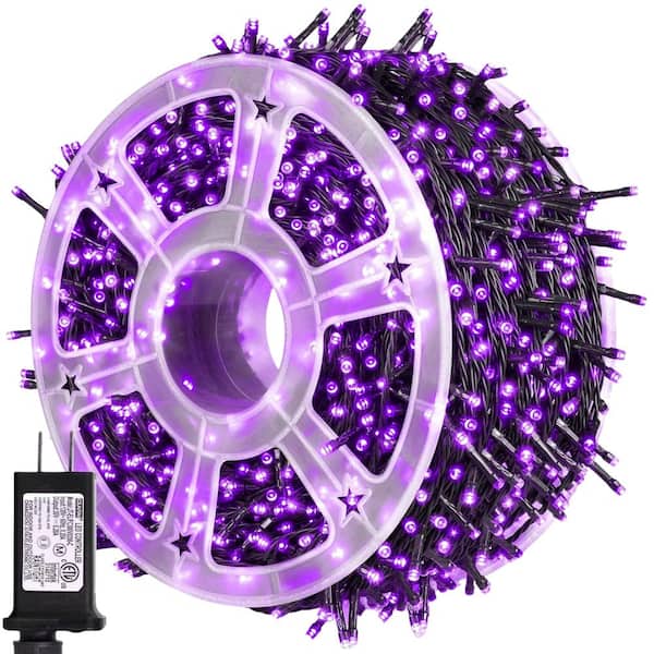 500 Light 164 ft. Indoor/Outdoor LED Halloween Plug-in String Light, Waterproof 8-Mode for Garden Decor and Party Purple