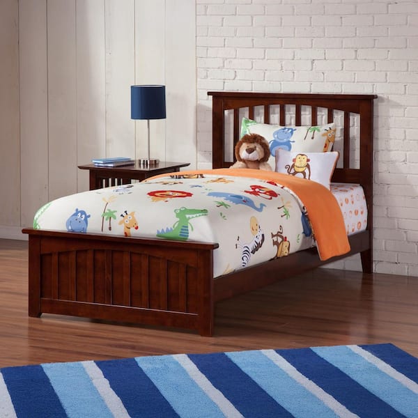 AFI Mission Walnut Twin XL Traditional Bed with Matching Foot Board