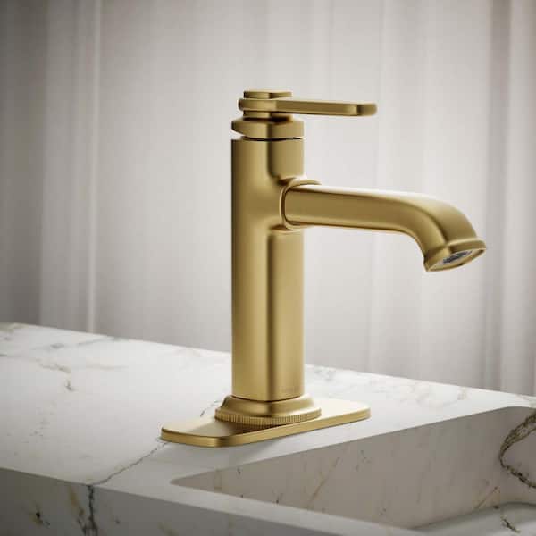 Numista Single-Handle Single Hole Bathroom Faucet in Vibrant Brushed Moderne Brass