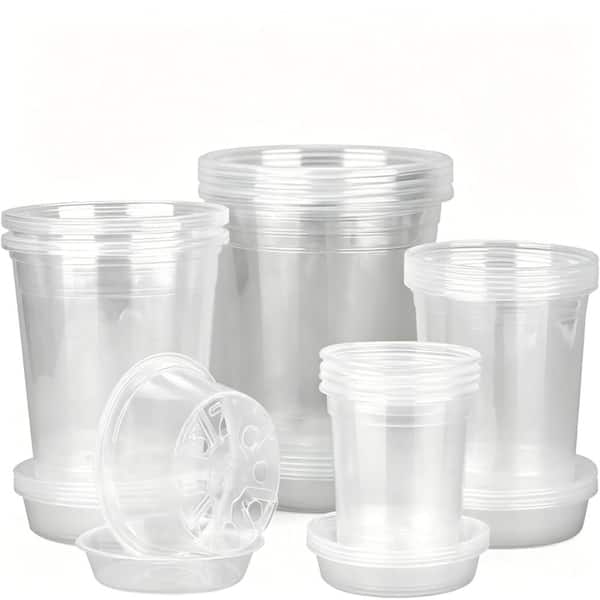 Round Plastic Nursery Pots : Multi Drainage Holes : Reusable Design : 50 Pack 4 Inch Seedling Containers