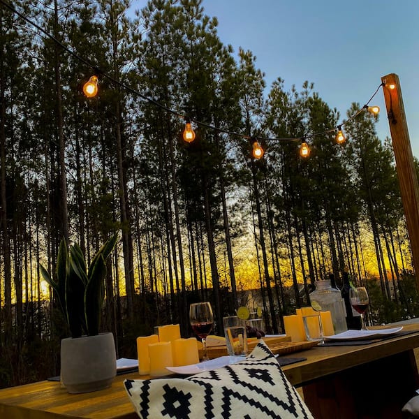 Outdoor/Indoor 48 ft. Plug-In S14 LED Black String Light Kit with Clear Shatter Resistant Bulbs Included (1-Pack)