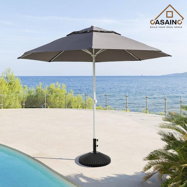 100 lbs. Patio Umbrella Base Stand with 2 Handle Knob in Black can fill in sand and water
