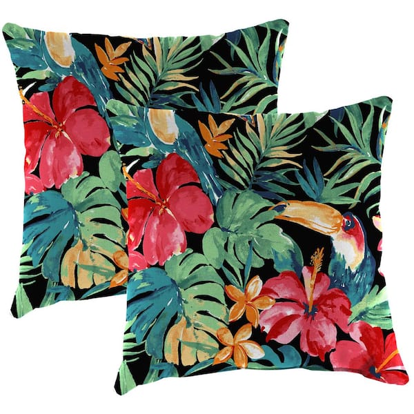 Jordan Manufacturing 16 in. L x 16 in. W x 4 in. T Outdoor Throw Pillow in Rani Citrus (2-Pack)