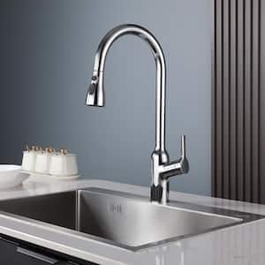 Single Handle Copper Pull Down Sprayer Kitchen Faucet with Advanced Spray in Chrome