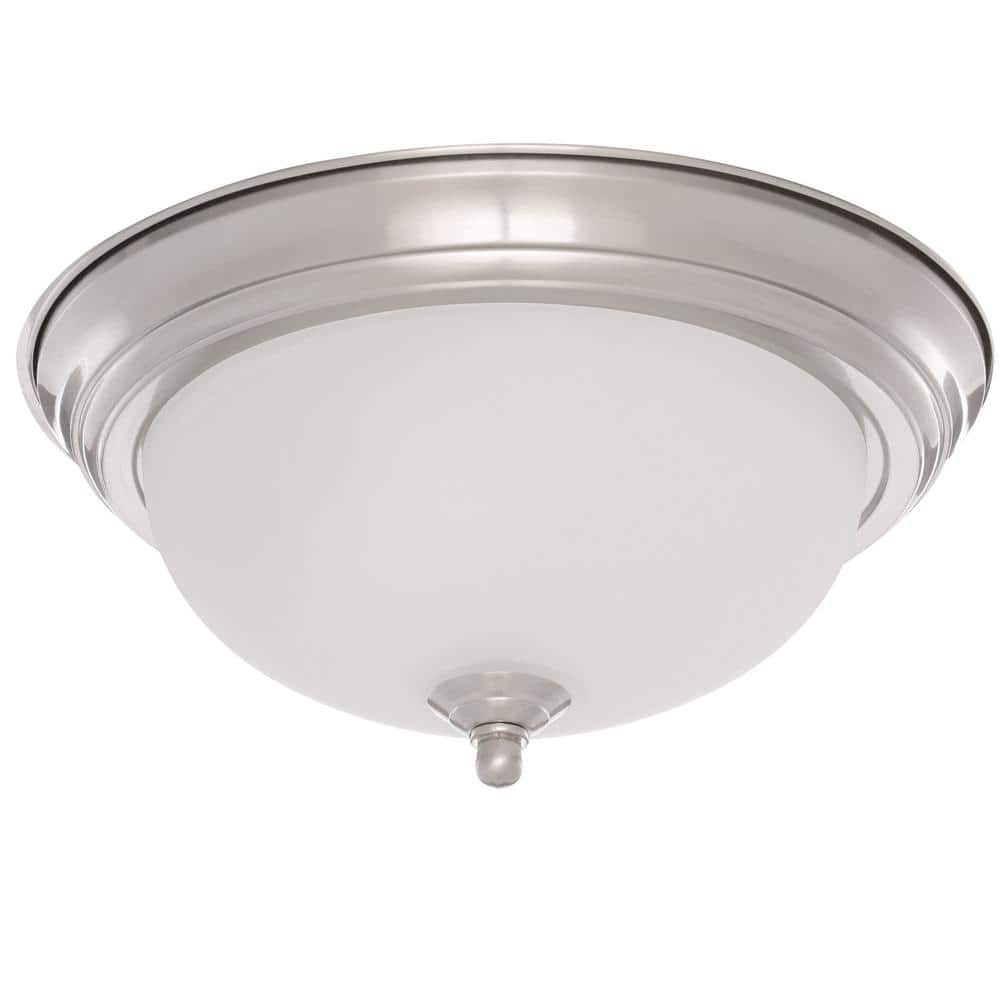 Brushed Nickel 16" Dome Glass Flush Mount Ceiling Light
