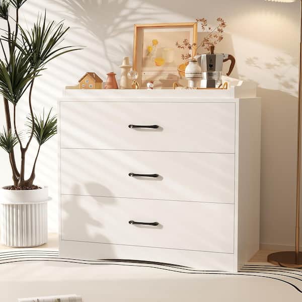 white 3 dresser drawer Graco Olivia Chest with Changing Topper, Smooth running drawers with pull Haven 3-Drawer Dresser
