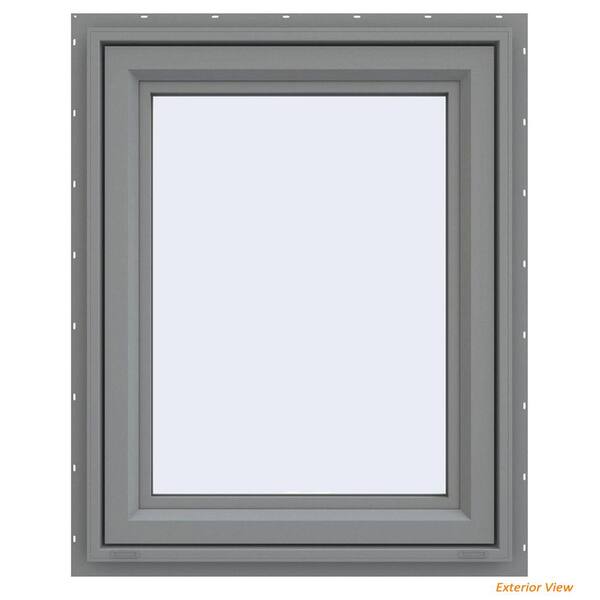 JELD-WEN 23.5 in. x 29.5 in. V-4500 Series Gray Painted Vinyl Awning Window with Fiberglass Mesh Screen