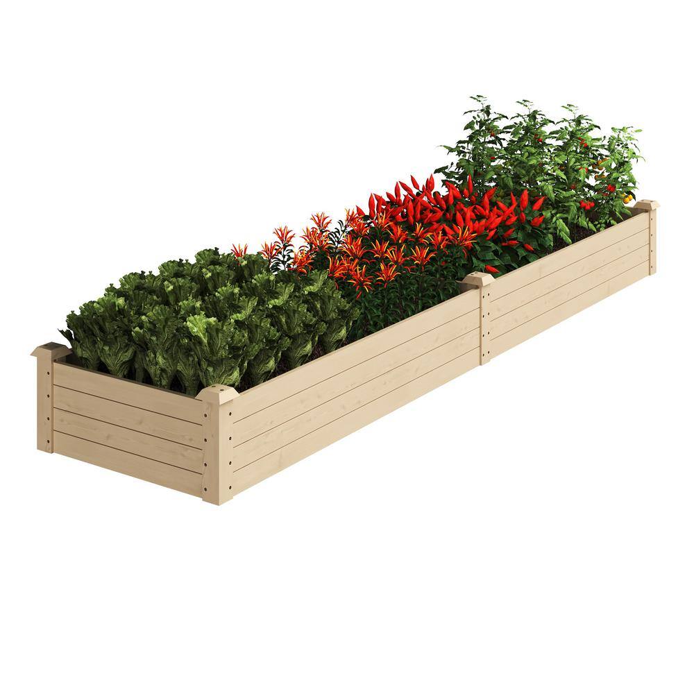 8ft x 2ft Natural Fir Wood Raised Garden Bed