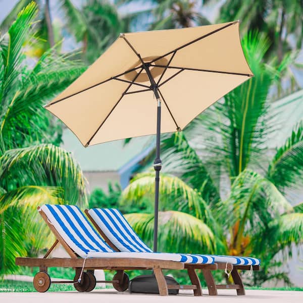 SUNRINX 14.8 ft. Market Double Sided Patio Umbrella in Light