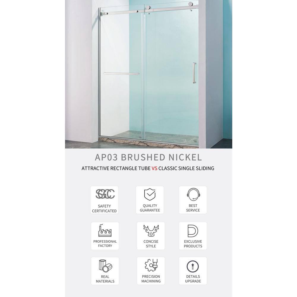 56-60" Brushed Nickel and Glass Sliding Shower Door