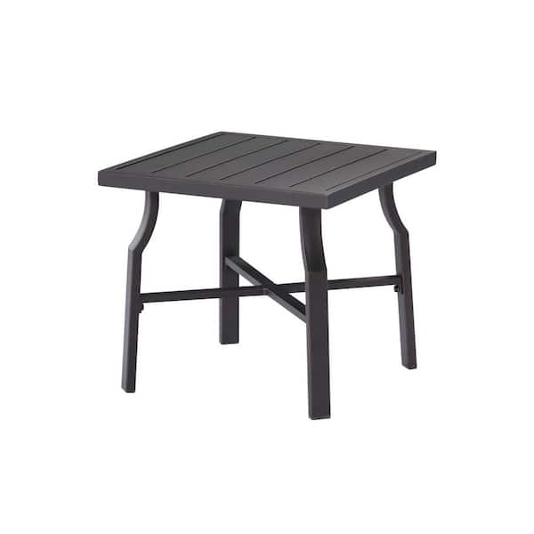 Unbranded Black Aluminum Outdoor Side Table, Pool Lounge Chair Side Table, Weather Resistant Small Square Coffee End Table