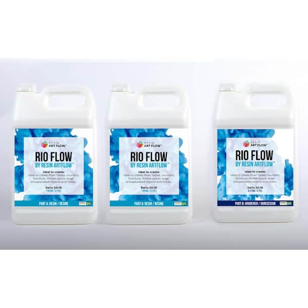 2.98 Gal. - RIO FLOW Crystal Clear Epoxy Resin For Thicker Pours,  Woodworkers & Encasing Objects RIOFLOW-0051-KIT - The Home Depot