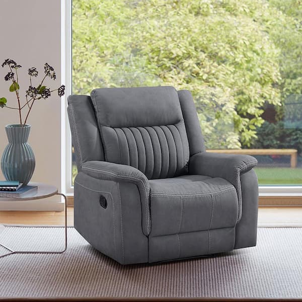 Lazzara Gabi Gray Microfiber Manual Recliner 9646GY-1 - The Home Depot