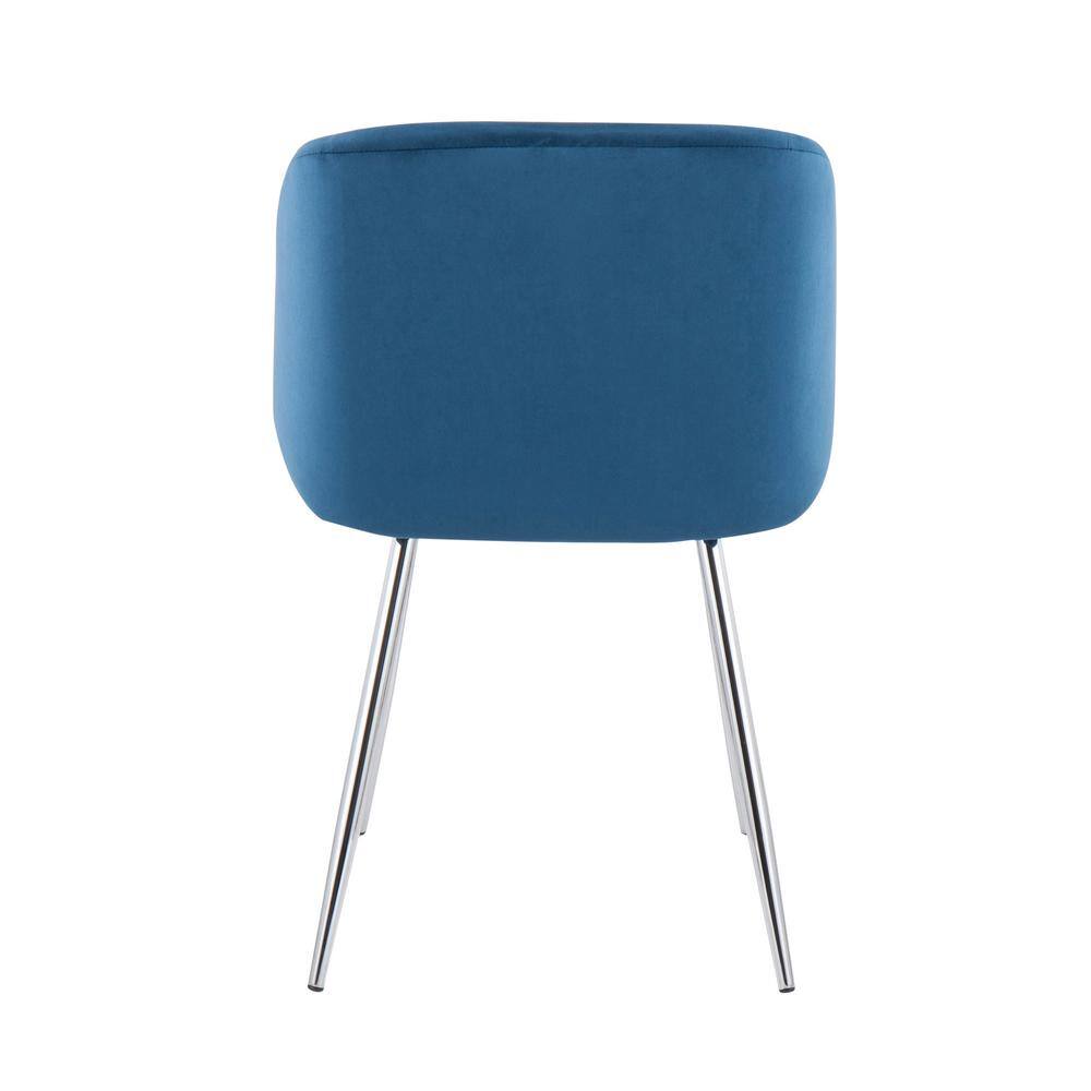Blue Velvet Upholstered Arm Chairs with Metal Legs, Set of 2