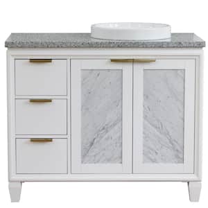 43 in. W x 22 in. D Single Bath Vanity in White with Granite Vanity Top in Gray with Right White Round Basin
