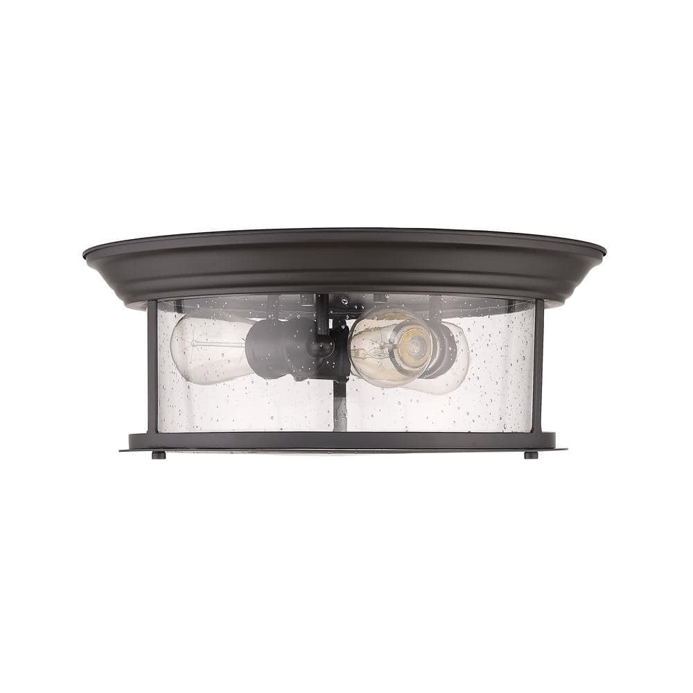 Bronze and Glass 3-Light Flush Mount Ceiling Fixture