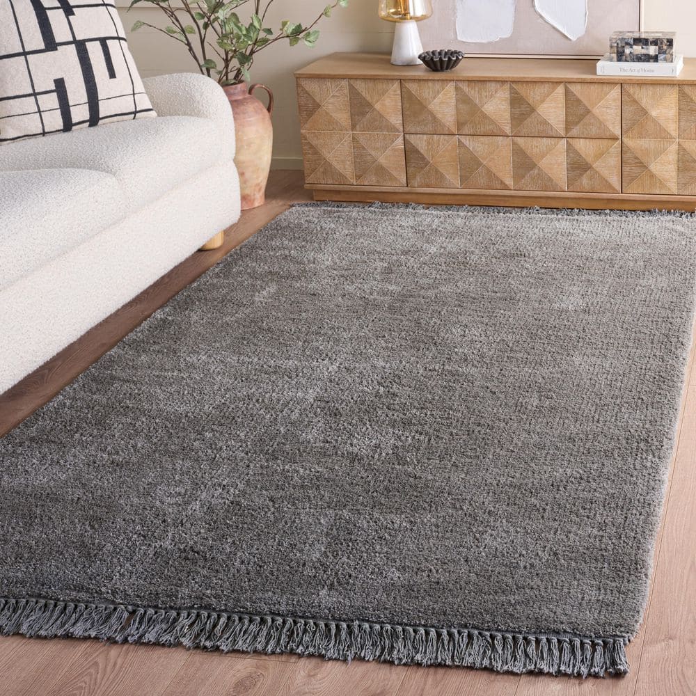 Vermont 6 ft. x 9 ft. Gray Solid Textured Washable Area Rug price history on PriceWatchPro