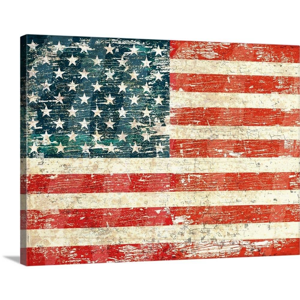 Canvas Giclee Prints Art Vintage American Flag Photo Colorful Print Decor Red 