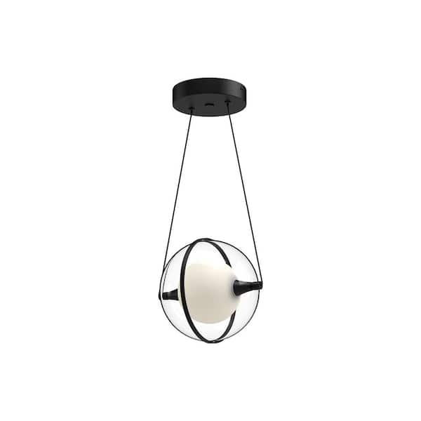 KUZCO Aries 8 in. 1 Light 11-Watt Black Integrated LED Pendant Light