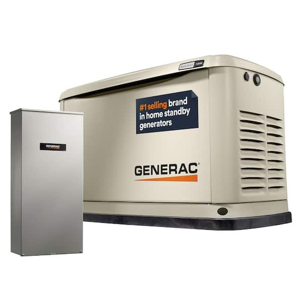 Generac 14,000 Watt - Dual Fuel Air- Cooled Whole House Home Standby Generator, Smart Home Monitoring, 100-AMP Transfer Switch