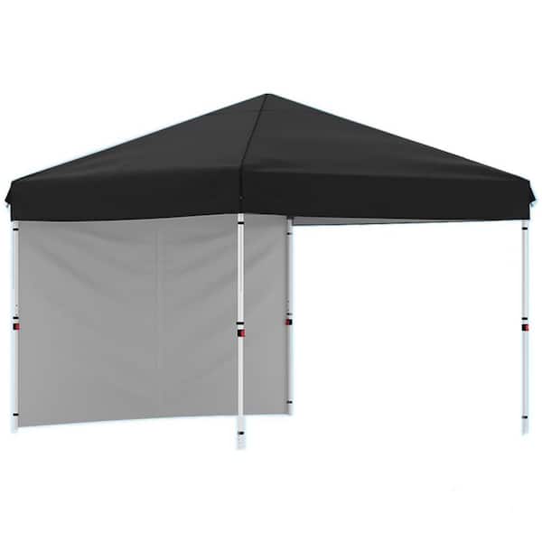 10 ft. x 10 ft. Instant Pop Up Canopy Tent Easy Setup Sun Shelter in Black with Removable Sidewall & Adjustable Height