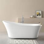 Aiden 70 in. L Acrylic Freestanding Flatbottom Bathtub in White with Overflow and Drain in Chrome Included
