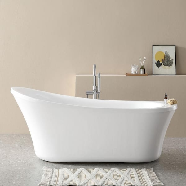 Home Decorators Collection Aiden 70 in. Acrylic Freestanding Soaking Bathtub in White