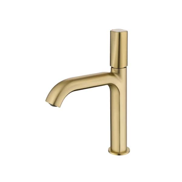 Dimakai Single Hole Single Handle Bathroom Vessel Faucet in Brushed Gold with Ceramic Disc Valves (Drain Kit Not Included)