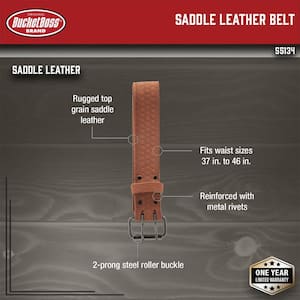 2 in. Classic Series Saddle Leather Extra Large Work Tool Belt (Waists 37 in. to 56 in.)