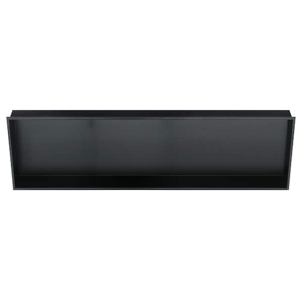12.6 in. W x 36.2 in. H x 4 in. D Stainless Steel Single Shelf Recessed Shower Niche in Matte Black