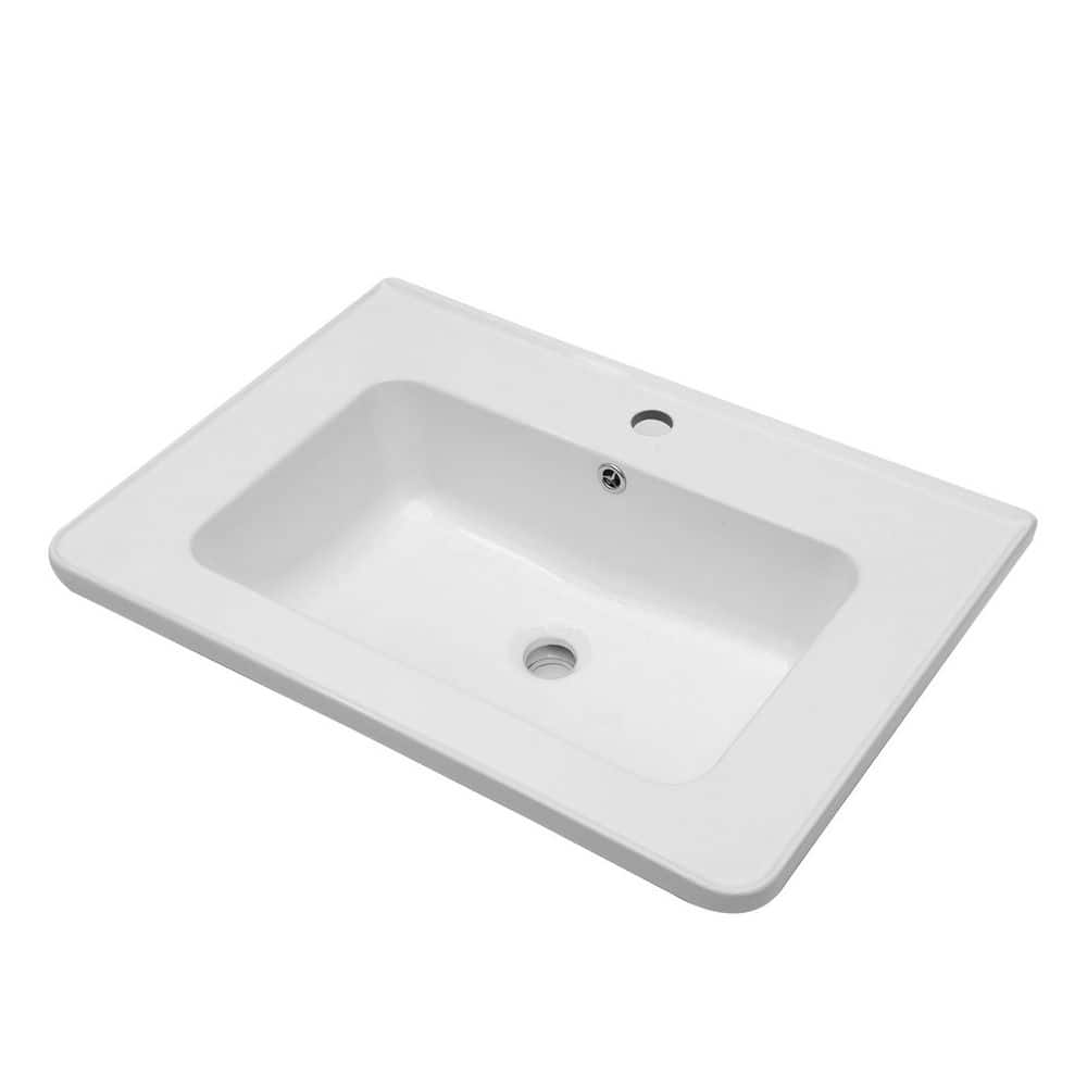 28.00 in. W x 19.00 in. D Rectangular Ceramic Vanity Top in White with Overflow price history on PriceWatchPro
