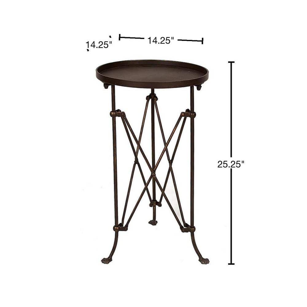 Bohemian Rustic Bronze Round Metal Accent Table 14in x 25in