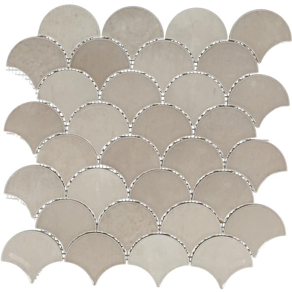 Daltile Miramo Sand 13 in. x 13 in. Glazed Ceramic Fan Mosaic Tile