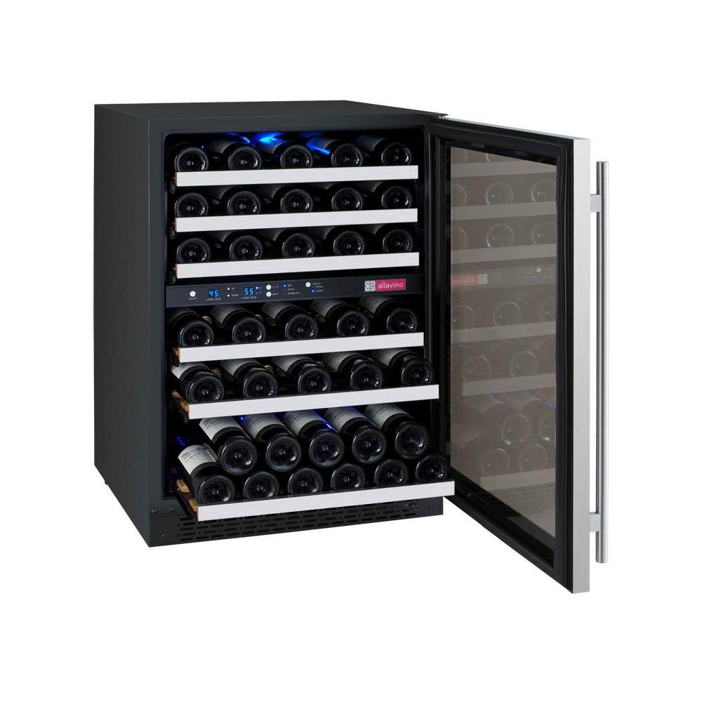Allavino Stainless Steel Dual Zone 56 Bottle Wine Refrigerator