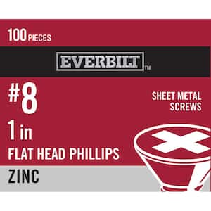 #8 x 1 in. Zinc Plated Phillips Flat Head Sheet Metal Screw (100-Pack)