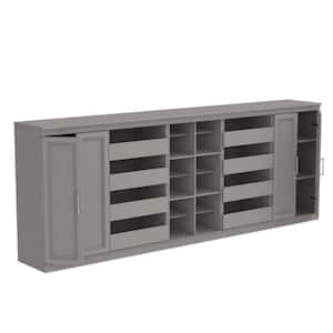 Modular Storage 106.97 in. W Smoky Taupe Reach-In Tower Wall Mount 18-Shelf Wood Closet System