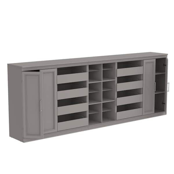 ClosetMaid Modular Storage 106.97 in. W Smoky Taupe Reach-In Tower Wall Mount 18-Shelf Wood Closet System