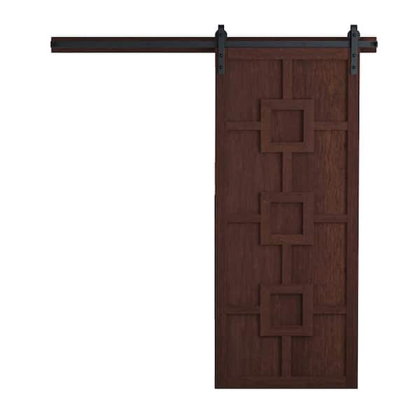 VeryCustom 42 in. x 84 in. Mod Squad Sable Wood Sliding Barn Door with Hardware Kit