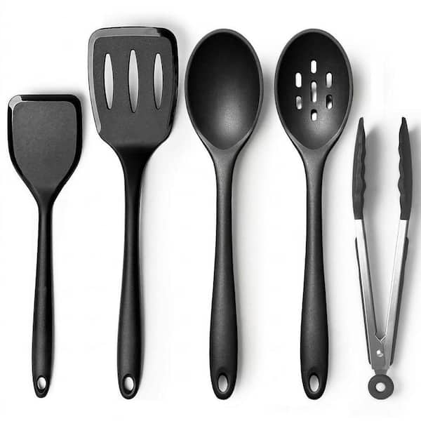 Heat Resistant Silicone Nonstick Cooking Utensils Set BPA Free Kitchen Spatulas Spoons for Frying Mixing Serving