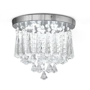 12 in. White Modern Indoor Dimmable Integrated LED Creative Crystal Linear Diamond Ball Design Flush Mount Ceiling Light