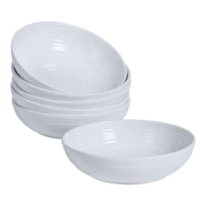 Taryn Melamine Dinner Bowls in Ribbed Solid White (Set of 6)