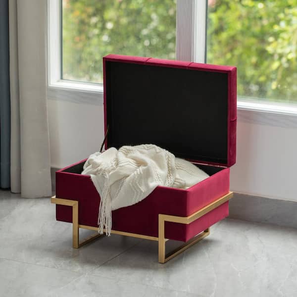Small velvet storage ottoman discount