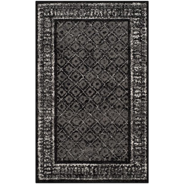 Adirondack Black/Silver Doormat 3 ft. x 5 ft. Border Geometric Area Rug