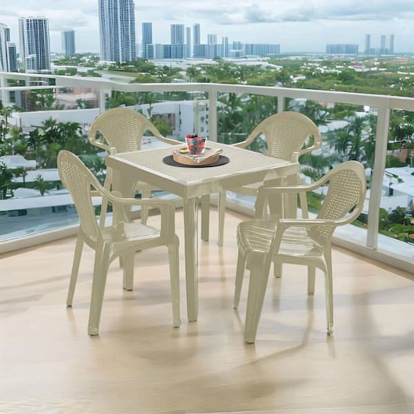Infinity 5-Piece Plastic Resin Outdoor Dinning Set in Taupe