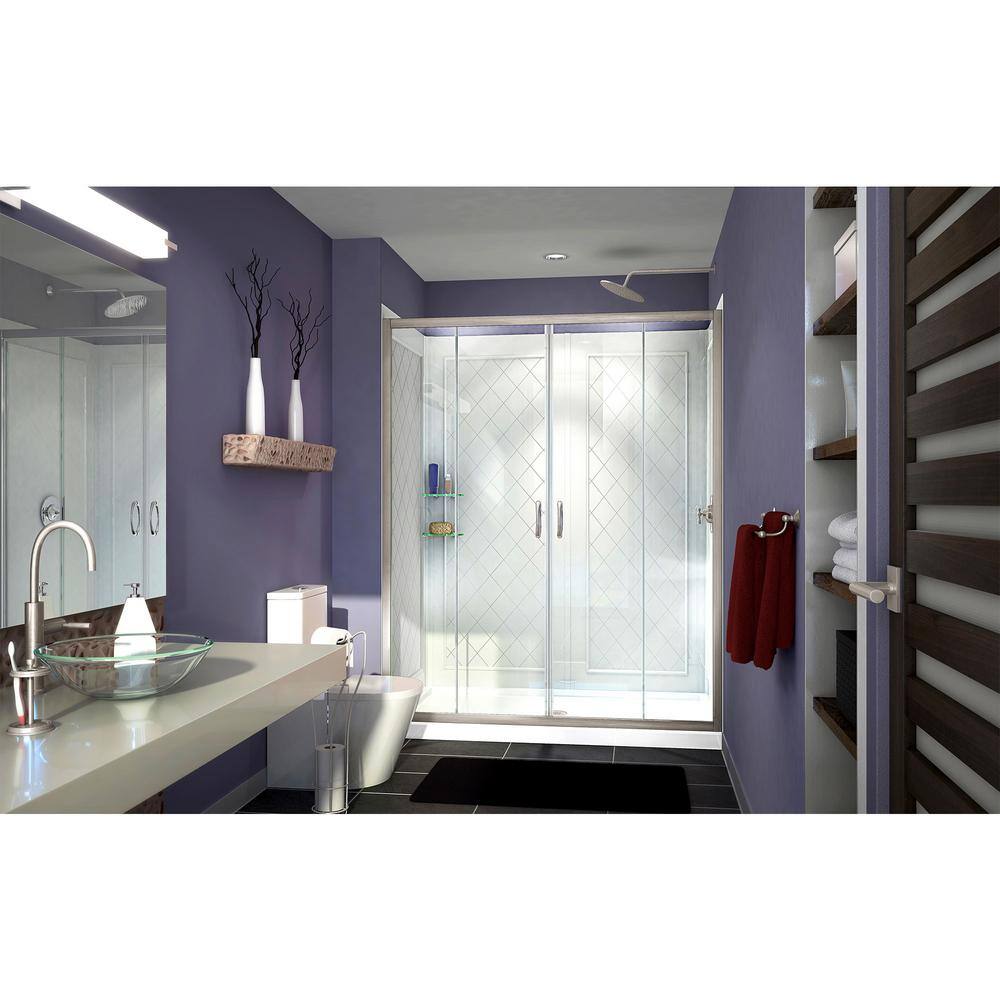 Visions 60" x 36" Frameless Clear Glass Sliding Shower Kit