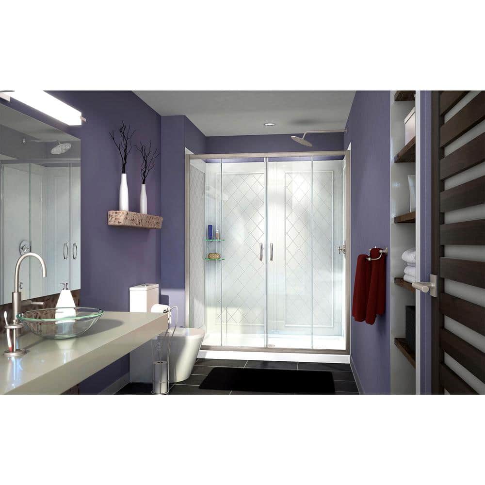 Visions 60" x 36" Frameless Clear Glass Sliding Shower Kit