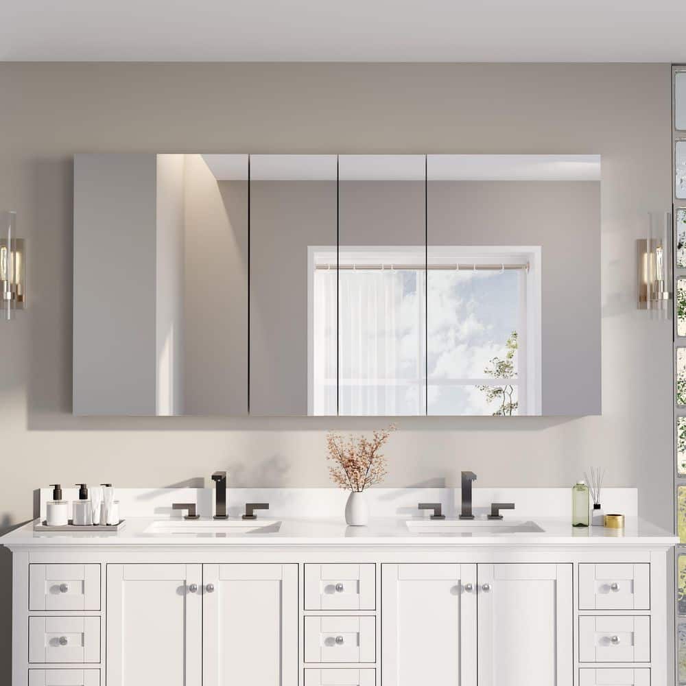 72 in. W x 36 in. H Rectangular Combo Recess/Surface Mount Medicine Cabinet with Mirror, Soft Close Door price history on PriceWatchPro